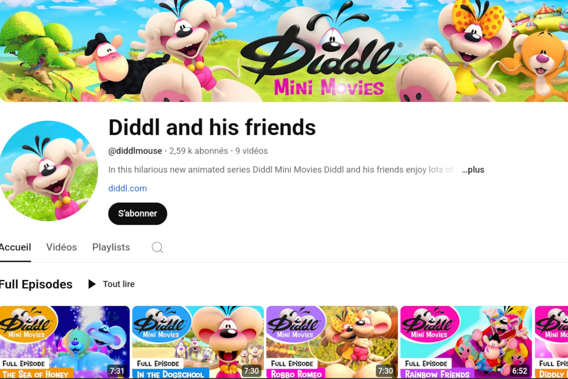 Mini Mouvies Diddl à découvrir sur YouTube