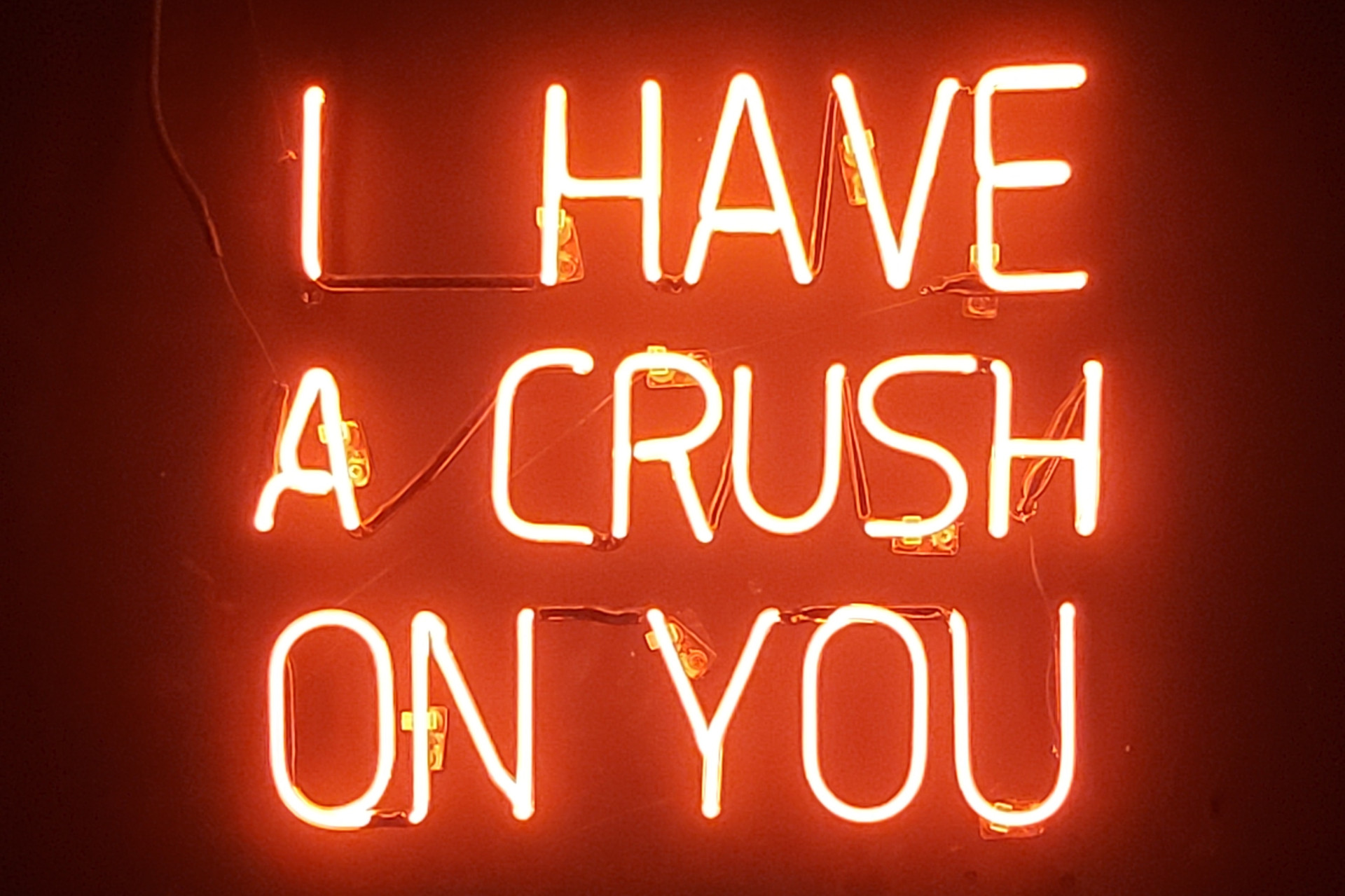 Message d'amour écrit avec des néons, I have a crush on you !