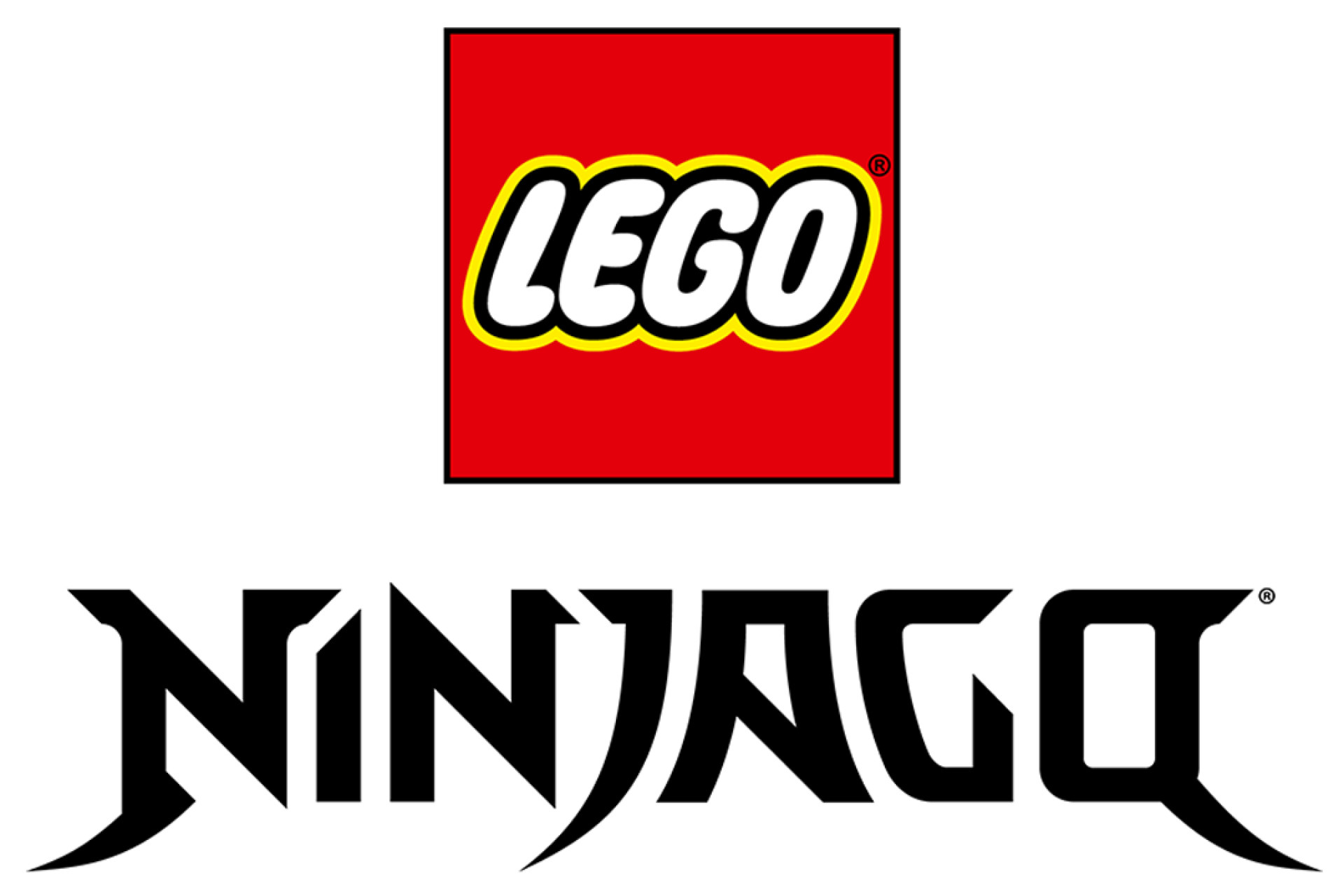 Logo de la marque Lego Ninjago sur fond blanc.