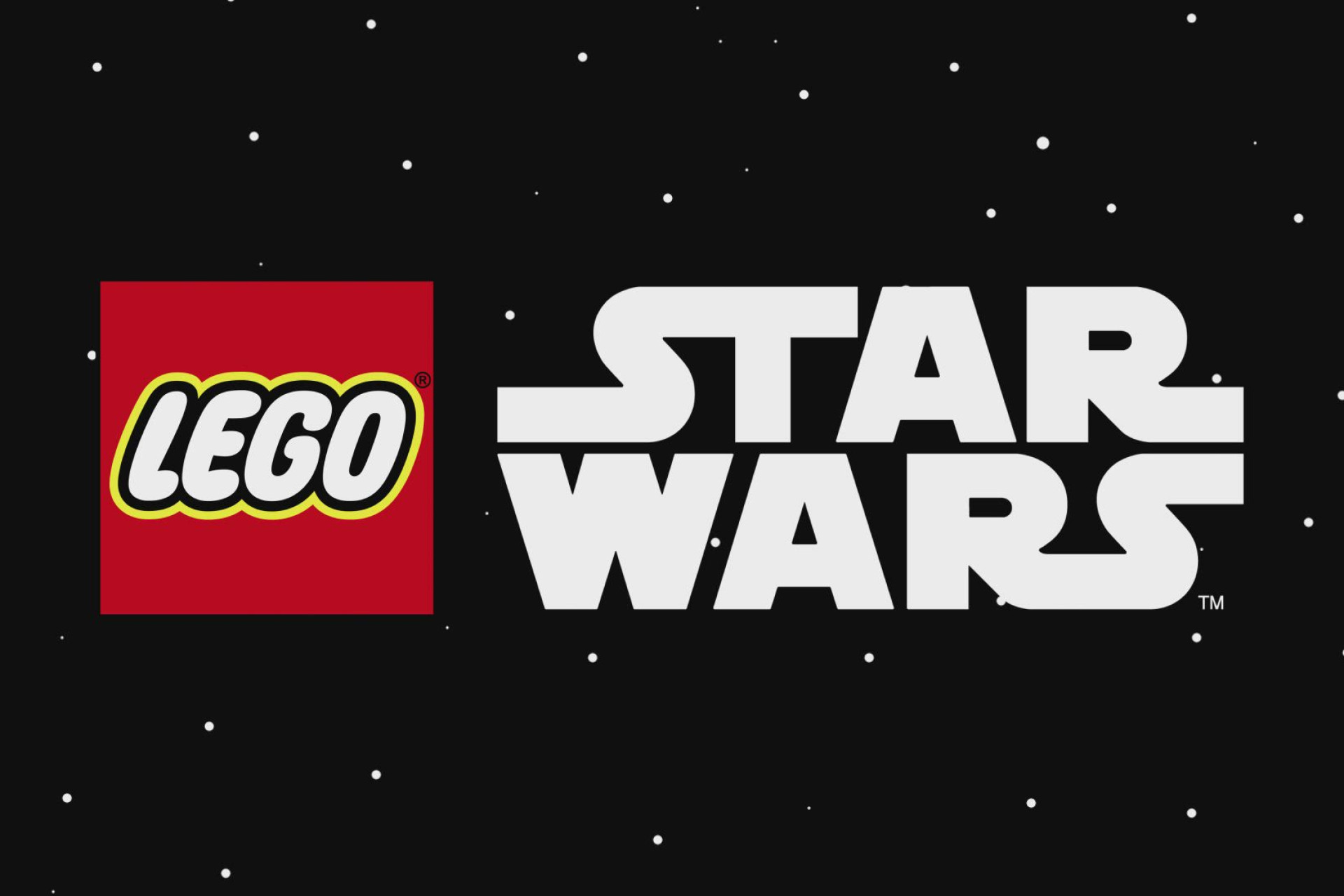 Logo Lego Star Wars sur un fond étoilé