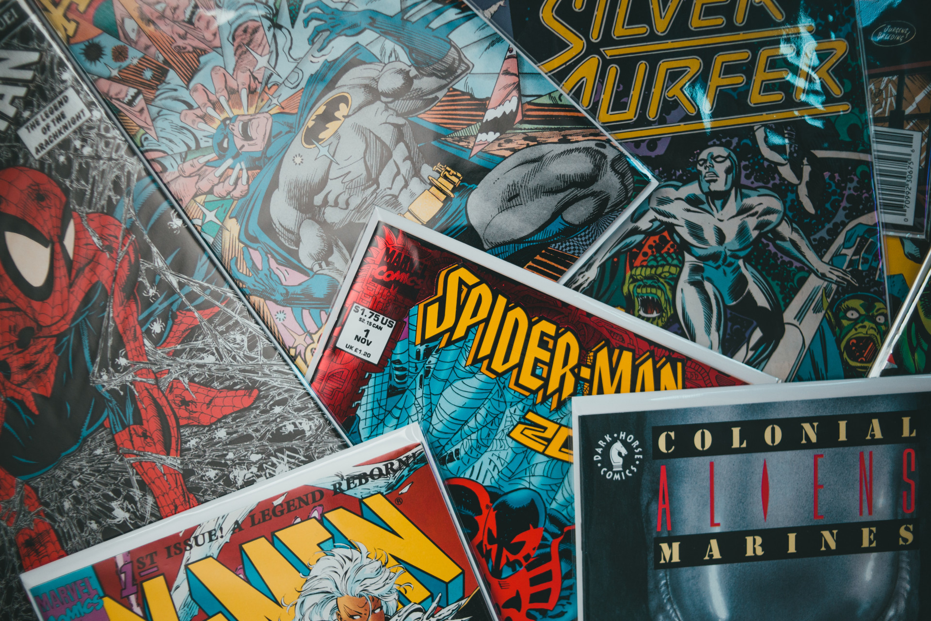 Les couvertures de grands classiques des bandes dessinées Marvel.