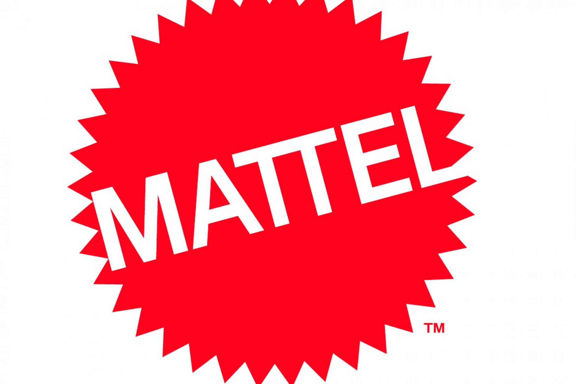 Logo officiel de la marque Mattel, en blanc sur fond rouge.