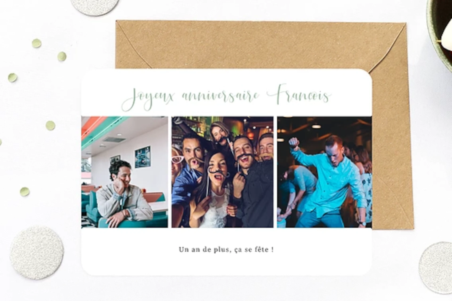 La carte anniversaire avec des photos souvenir