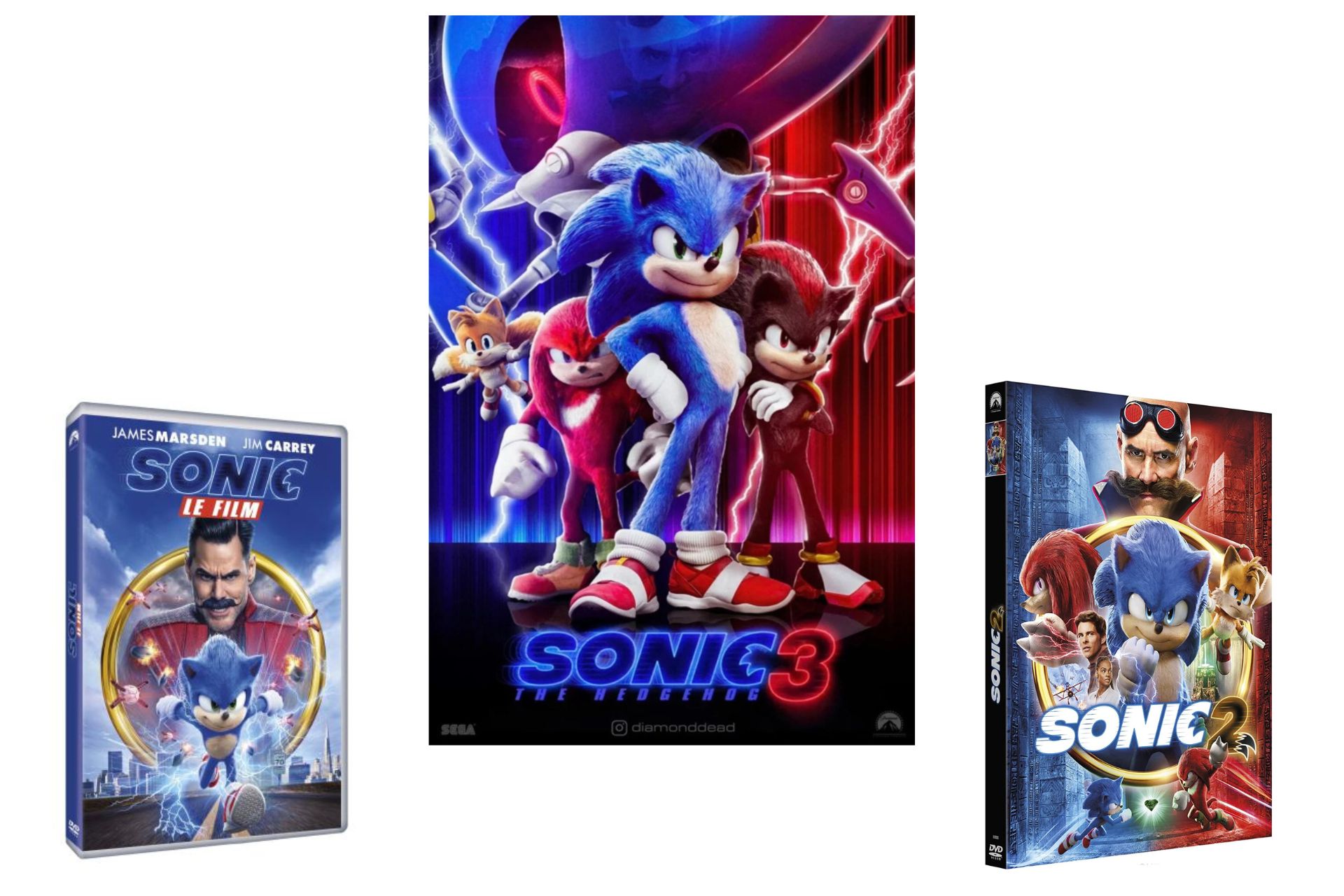 Les affiches de Sonic 1, Sonic 2 et Sonic 3
