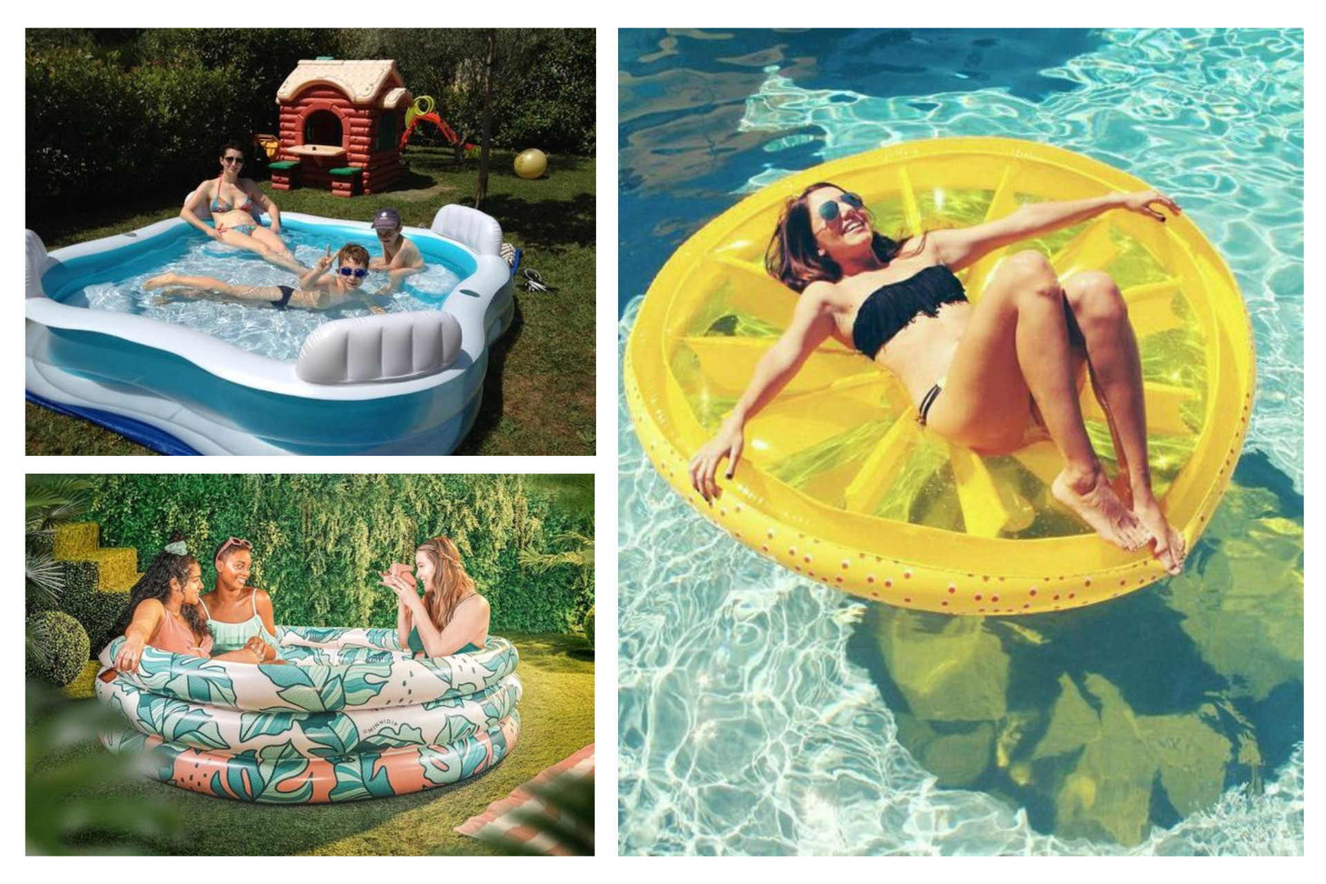 Personnes qui profitent de leur piscine gonflable