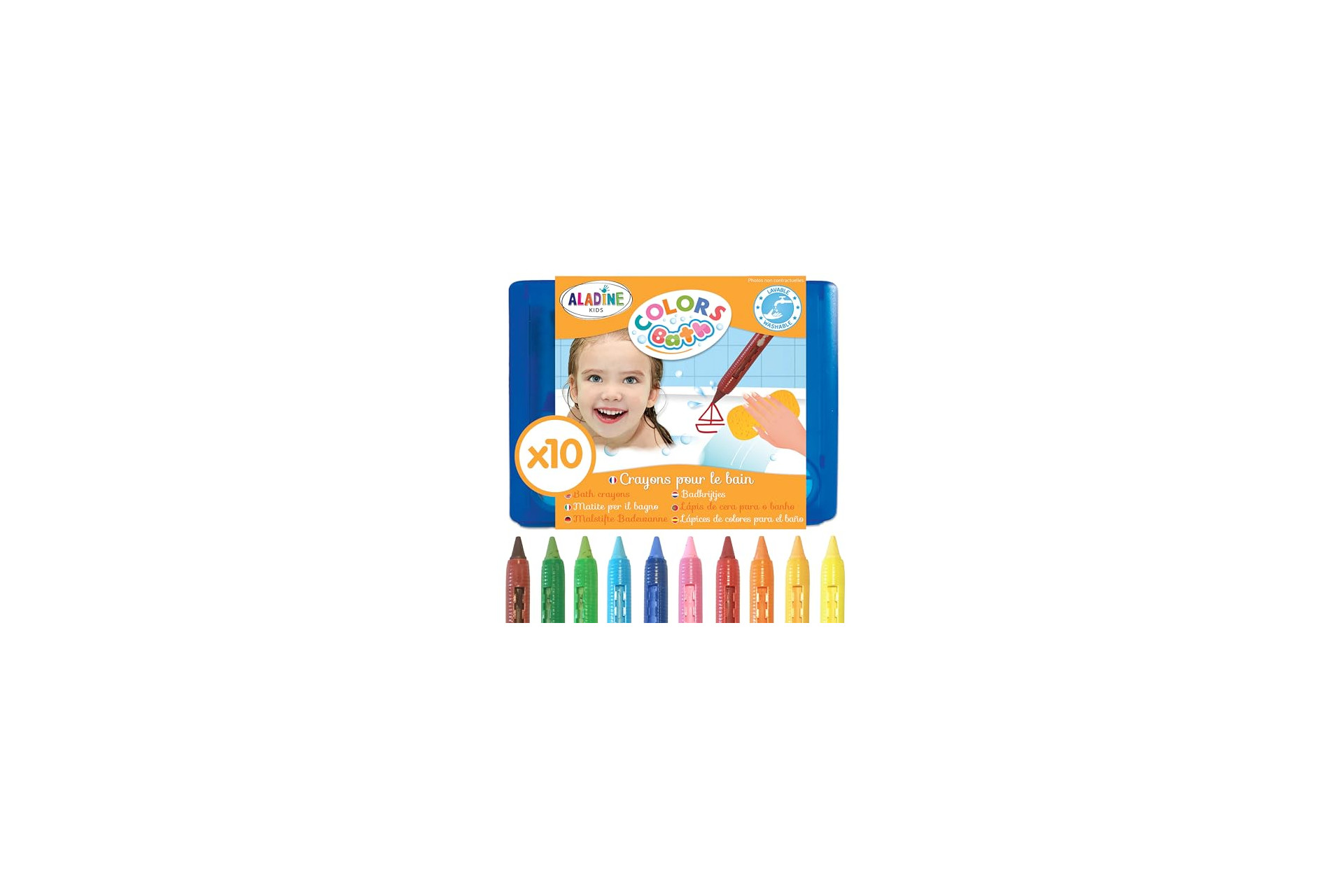 Acheter Aladine - Colors Bath - Crayons de Bain Effaçables avec Mallette de Rangement - 42032
