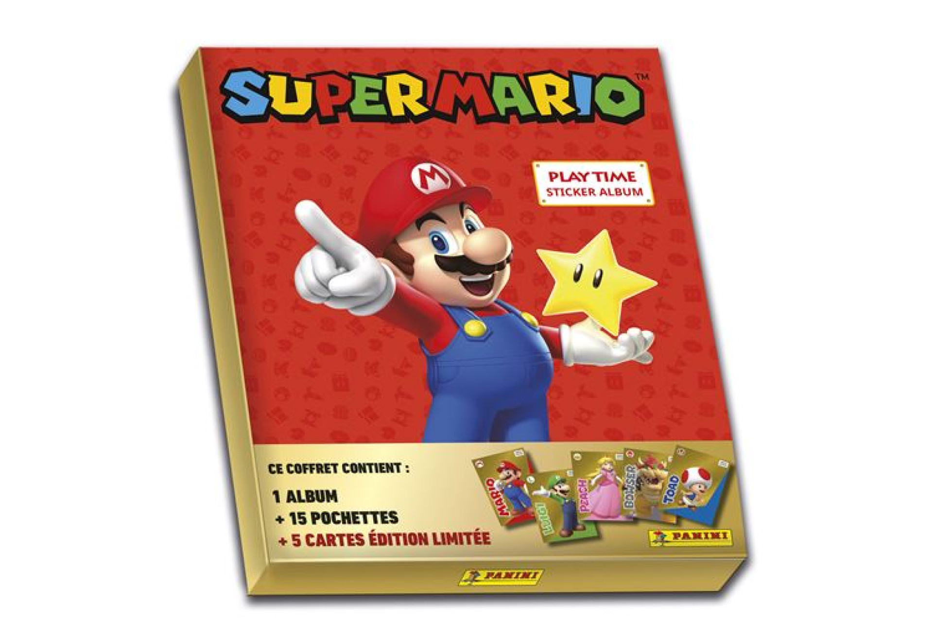 Acheter Carte à collectionner Panini Super Mario Coffret Album avec 15 pochettes et 5 cartes Édition Limitée Gold