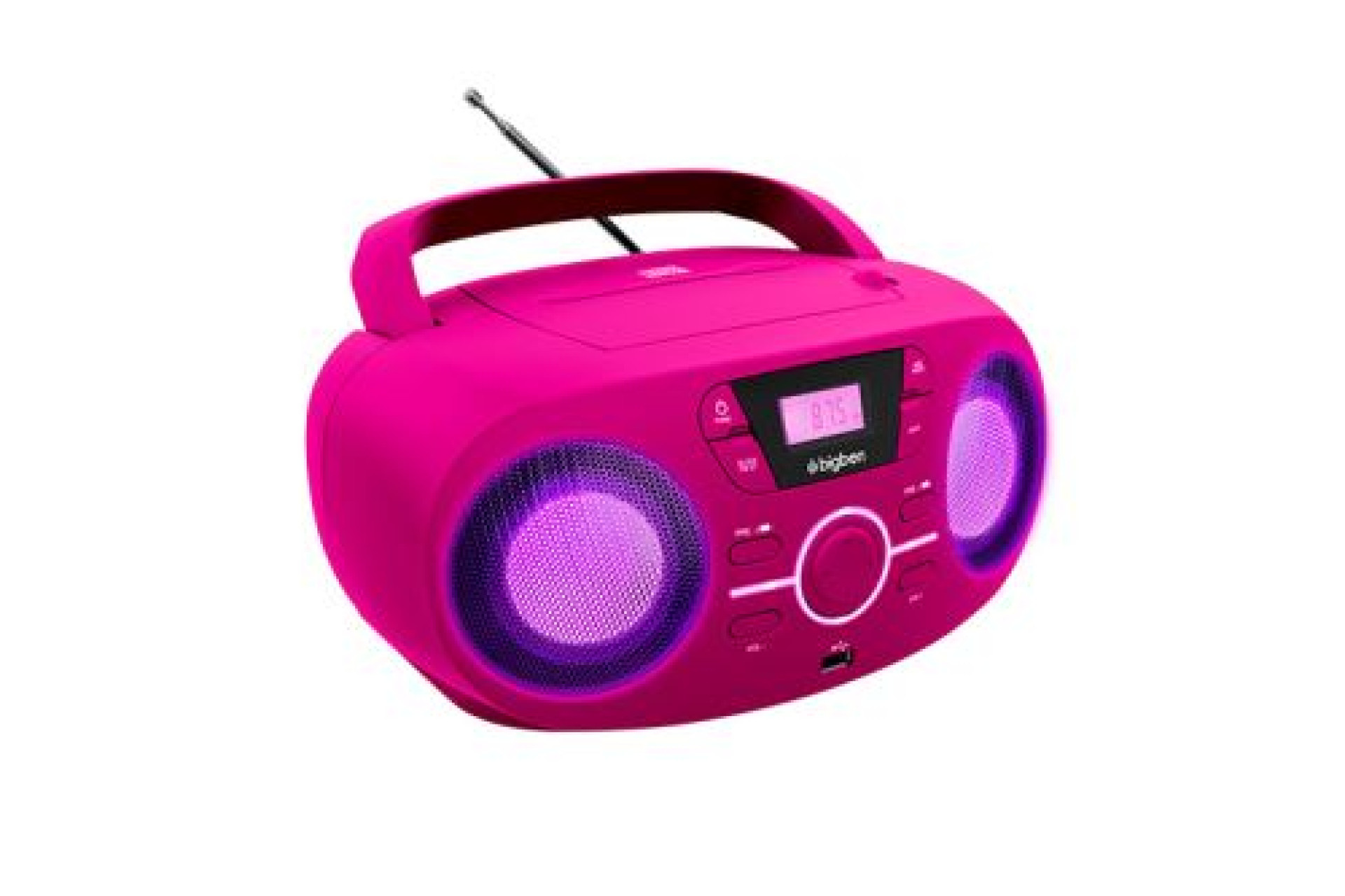 Acheter Lecteur Radio CD Port USB BigBen avec effets lumineux Rose