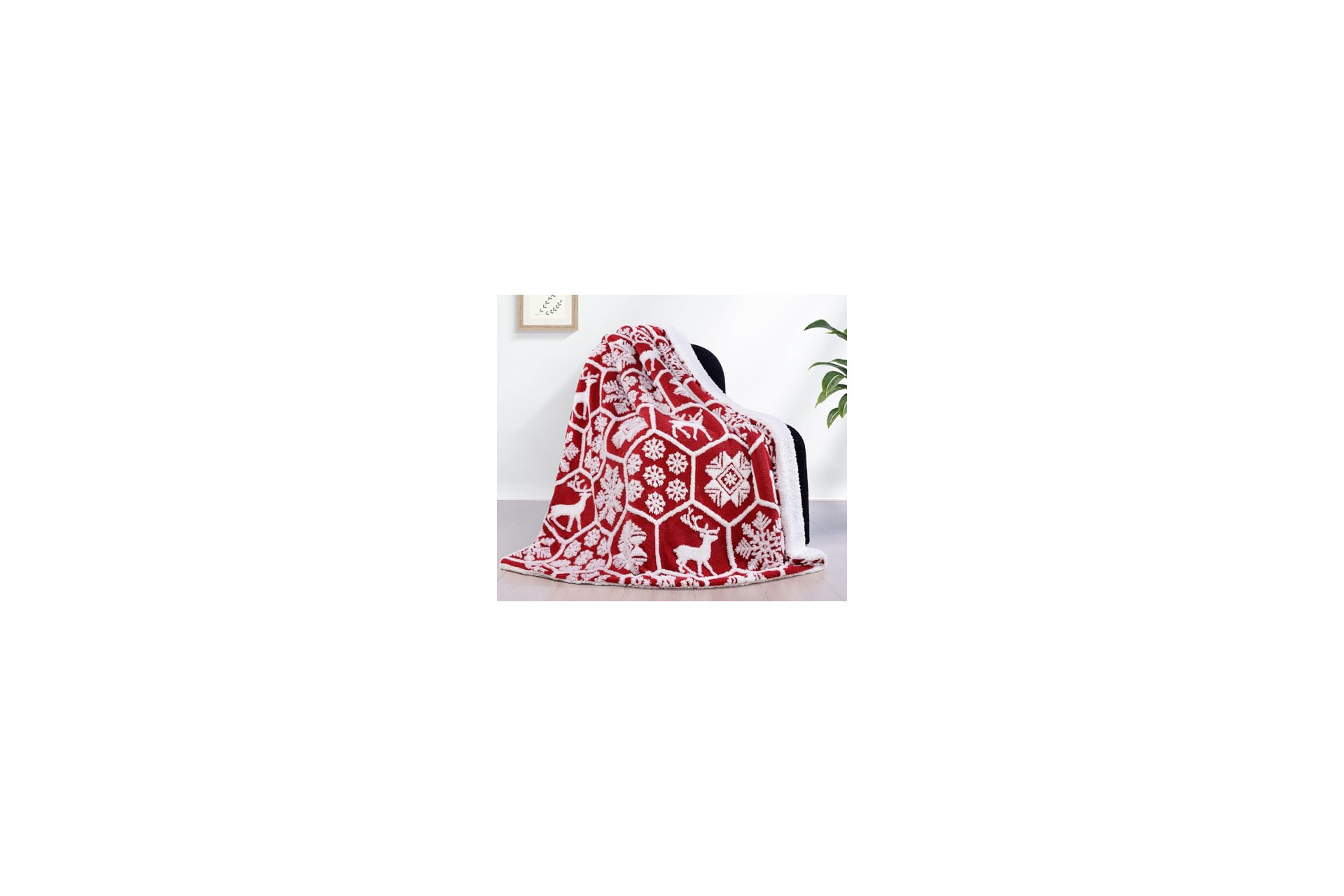 Acheter Plaid Polaire avec Motifs de Noël, 200x230 cm, Rouge
