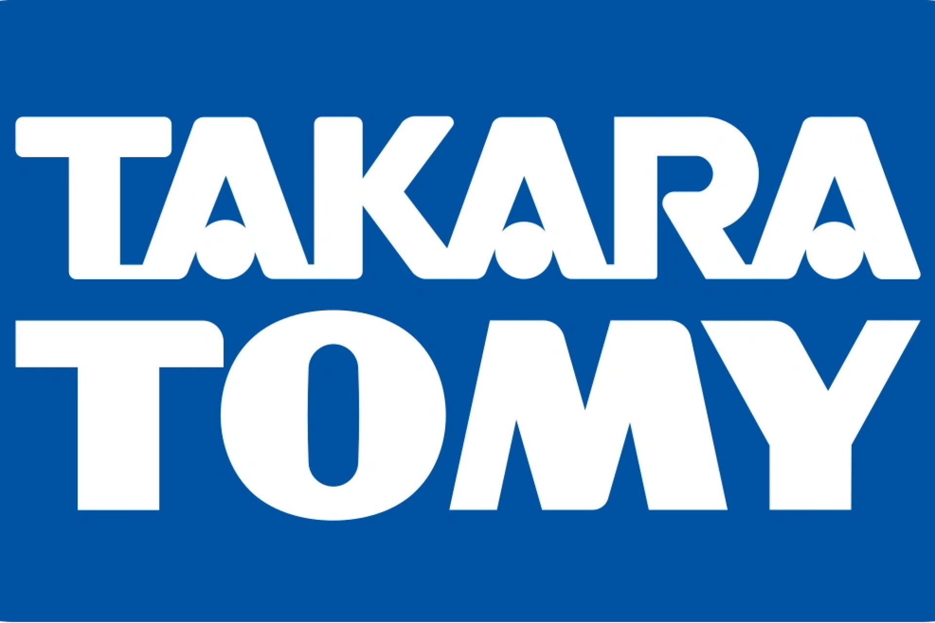 Logo Tomy Takara en blanc sur fond bleu